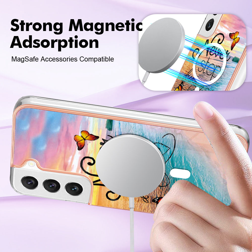 YB IMD Series-19 for Samsung Galaxy S22 5G Magnetic IMD Pattern Phone Case Electroplated 2.0mm TPU Cover YB IMD Series-19 for Samsung Galaxy S22 5G Magnetic IMD Pattern Phone Case Electroplated 2.0mm TPU Cover